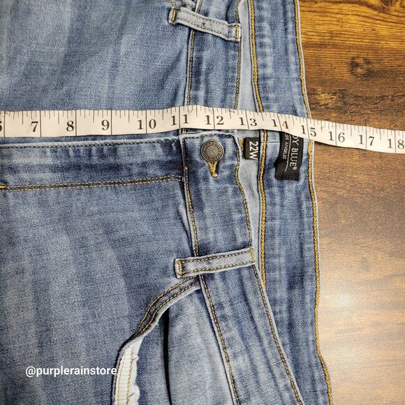 Judy Blue Jeans 22 W Boyfriend High Rise Raw Hem Medium Light Wash Stretch Denim - Picture 7 of 11